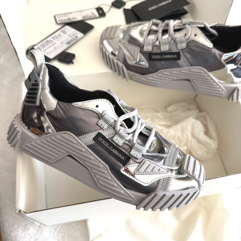 D&G Dolce & Gabbana kid boy sneakers silver size‎ 31 Argento D11021 $575